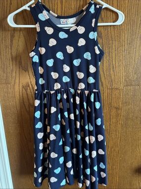 Dot Dot Smile Navy Sleeveless Dress with Light Blue and Peach Smiley Pears